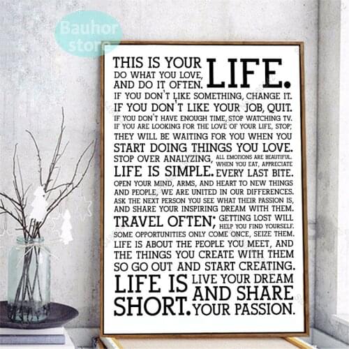 This is Your Life Inspirational Quotes Poster Motivational Life Quote Posters and Print Wall Decoration Canvas Painting Home art