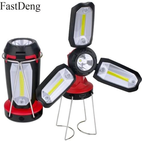 Multifunction Rechargeable COB Work light LED Flashlight Camping Portable Lantern 6 Modes Deformable Fancy Lighting USB Cable