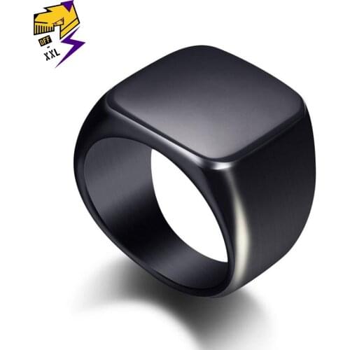 Fashion Big Square Geometric Rings Men Stainless Steel Silver Gold Color Blue Black Ring Trendy Jewelry Gifts for Male