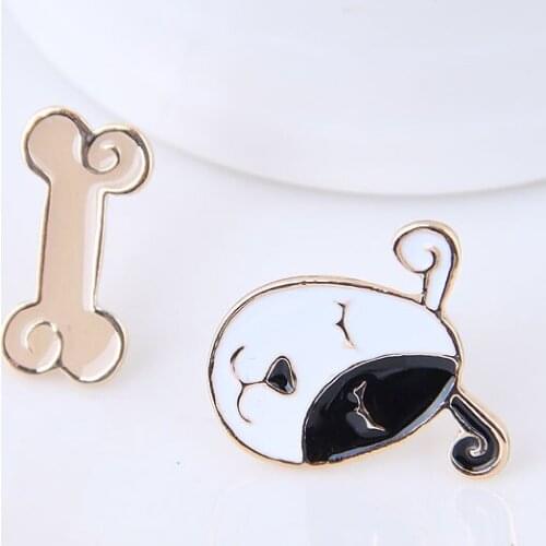 Trendy Jewelry little dog and bone Stud Earrings corlorful enamel earrings wholesale Animal earrings For Women girl