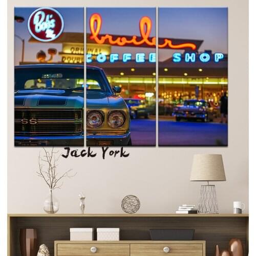 Canvas Painting night street in Los Angeles 3 Pieces Wall Art Painting Modular Wallpapers Poster Print living room Home Decor