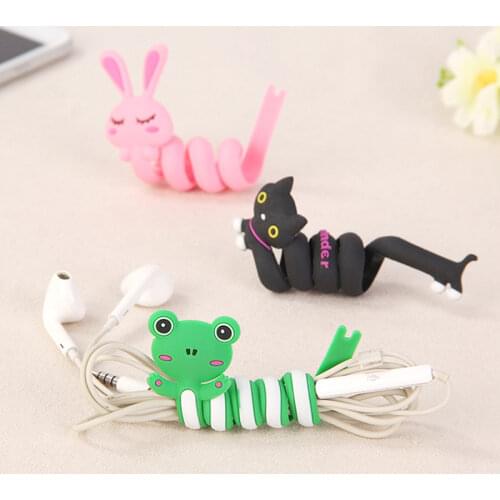 Cute Multipurpose phone USB Cable Winder clip Wire Cord Organizer Protector Earphone Computer PC Data line Collation Animal