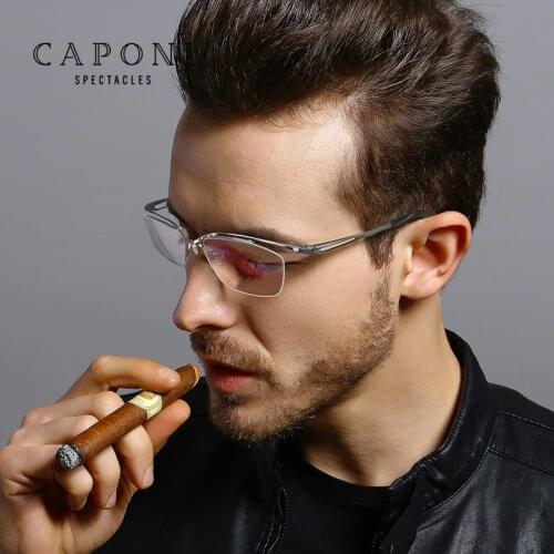 CAPONI Blue Light Blocking Eyeglasses Pure Titanium Ultralight Glasses Frame Prescription Computer Clear Glasses For Men JF2277