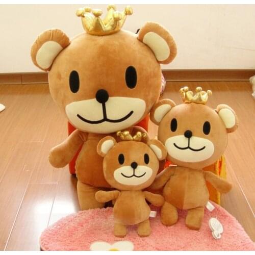 Stuffed toy crown bear plush toy relaxed bear Rilakkuma doll throw pillow , birthday gift p1046