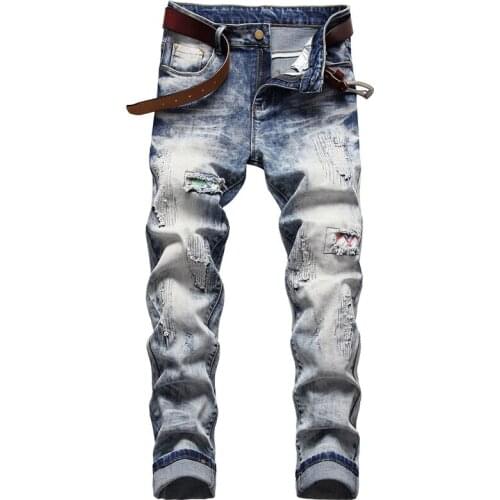 New 2021 Fashion Design Causal Denim Pants Plus Size 42 Skinny Men Jeans