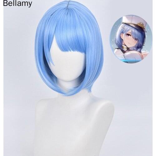 Anime Azur Lane Chabayev Cosplay hairwear Short Blue Cosplay Wig +Wig Cap