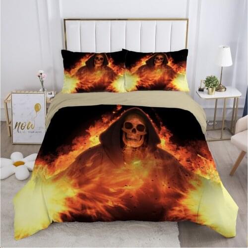 Skull Deadpool Duvet cover set 240x220 200x200 Bedding set Twin Queen King Double Bed linens Quilt cover Bedclothes flame