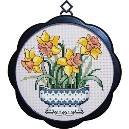 Four Leaf Clover Photo Frame Cross Stitch Simple Little Cartoon Hand Embroidery Sewing Kit Pattern Printed on Needlework Cloth