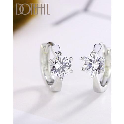 DOTEFFIL 925 Sterling Silver Gold AAA Zircon Rose Gold Earrings For Women Jewelry Cute Romantic Jewelry Wedding Party Gift