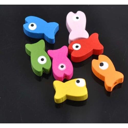 Mixed Lovely Fish Wooden Spacer Beads For Jewelry making DIY 20x11mm 100pcs MT0008