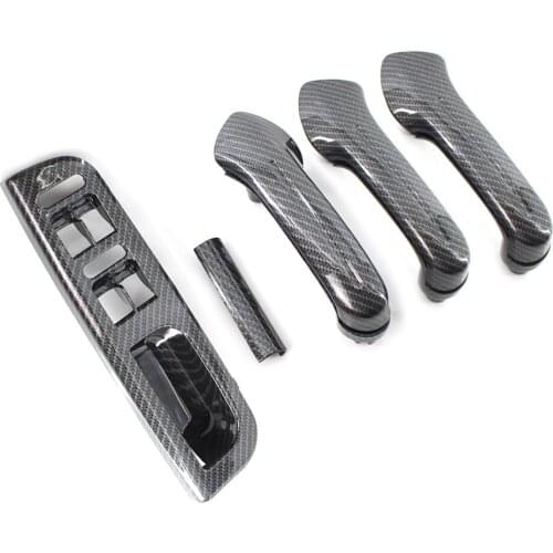 RHD Carbon Fiber Textured Set Switch Panel Door Grab Handle Cover Trim For VW Golf MK4 1998-2005