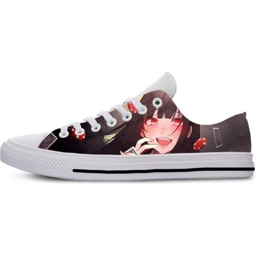 Japanese Anime Manga Kakegurui Jabami Yumeko Cute Casual Cloth Shoes Low Top Lightweight Breathable 3D Print Men Women Sneakers
