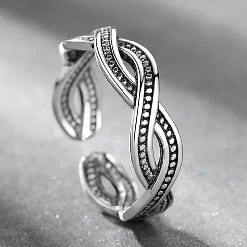 Vintage Rings For Women Adjustable 925 Sterling Thai Silver Men Rings New Jewelry Size 16mm
