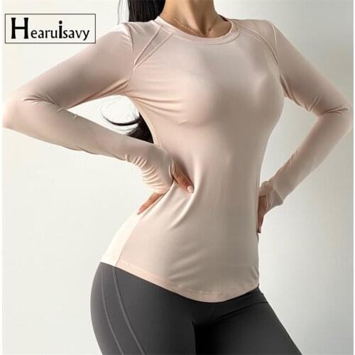 New Women Back Hollow Out Sport T Shirts Female Sports Loose Fitness T-shirt Long Sleeve Dancer Tops Tee Running Yoga Shirts