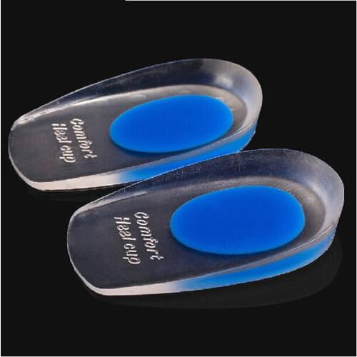1pair Soft Silicone Gel Insoles for heel spurs pain Foot cushion Foot Massager Care Half Heel Insole Pad Height Increase