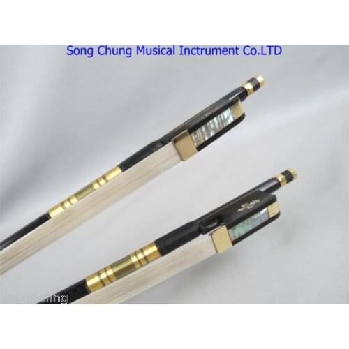 2pcs of best plaid master black Carbon fiber CELLO bow 4/4 #8703