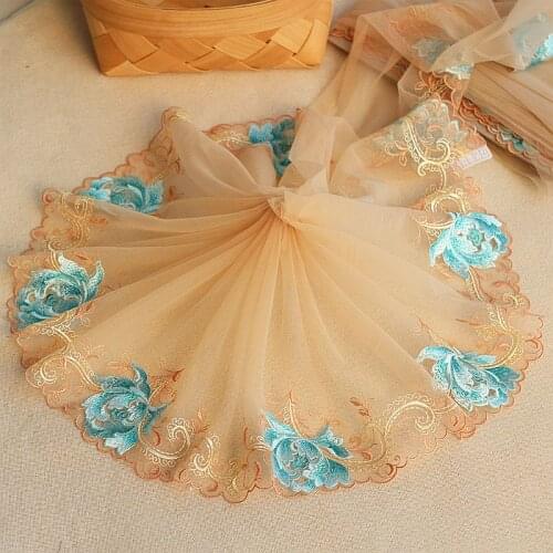 Free shipping 2yards/lot 21cm wide Embroidered Tulle Lace trim mesh lace trim ~red~beautiful