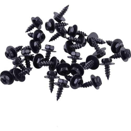 30Pcs Car Metal Fender Liner Under Cover Clips Screws Bolts Retainers Black 90159-60498 Fit For Toyota