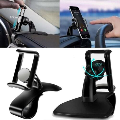 360 Rotation Car Phone Holder GPS Navigation Dashboard Phone Holder Universal Mobile Phone Clip Mount Stand Bracket