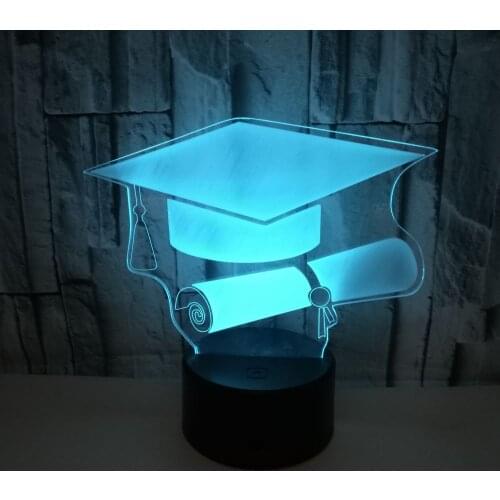 Bachelor Cap 3D Night Lights LED Decoration Lamp Bedroom Decor Lamparas Bachelor Hat Graduation Gift For Student Home Decoration