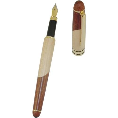 ACMECN Unisex Wooden Pen with Maple & Rosewood Splicing Patern High Quality Calligraphy Art Fountain Pens for School Students