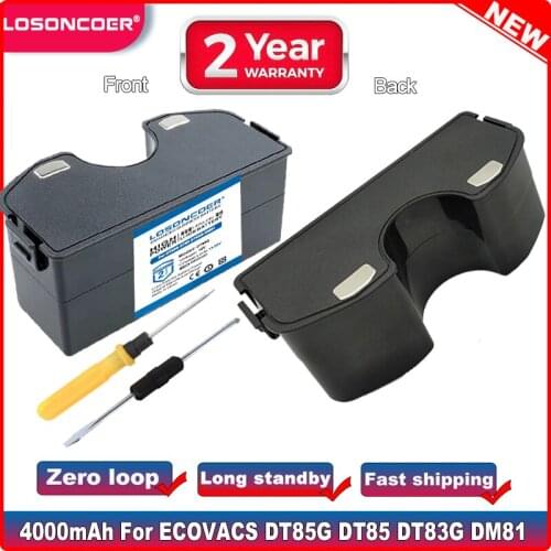LOSONCOER 4000mAh DT85G DT85 Battery For ECOVACS Deebot DT85G DT85 DT83G DM81 Robot Vacuum Cleaner Sweeper