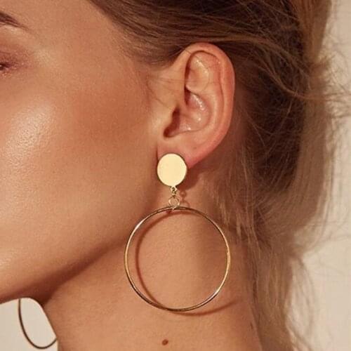 Big Round Hoop Earrings New Arrival Hip Hop Rock Simple Long Hollow Big Circle Drop Earrings For Women Accessories Jewelry