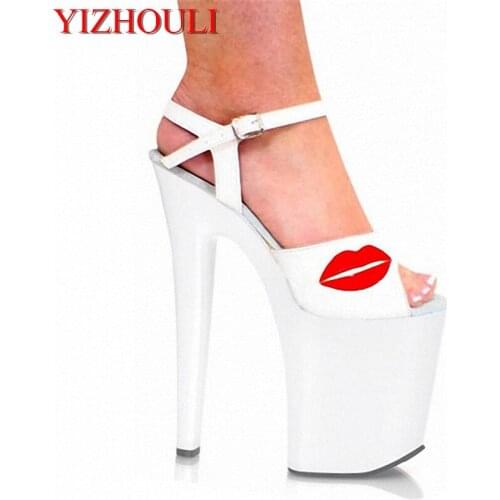 20cm high heel sandals sexy clubbing high heels 8 inch open toe platform stage shoes white womens wedding shoes