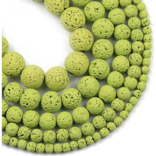 Natural Lava Hematite Stone Beads 4/6/8/10/12MM Olive green Volcanic Rock Round Loose Beads For Jewelry Making DIY Bracelet 15