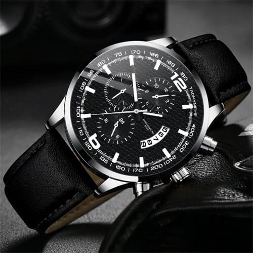 Relogio Watch Men Luxury Watches Fashion Cool Unique Digital Multi Layer Dial Leather Band Quartz Wrist Watch часы мужские F3