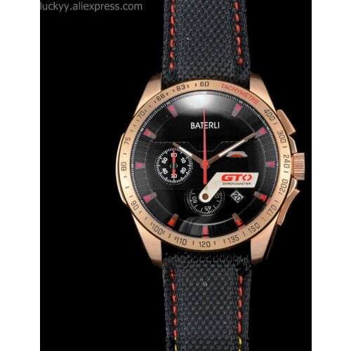 2020 New Mens Watch Japanese VK Chronograph movement Quartz rose gold wristwatch Fashion Casual leather strap watch A186