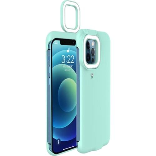 For Apple iPhone 12 12 Pro Ring Flash Mobile Phone Shell Protective Cover Smart Selfie Live Fill Light Phone Case