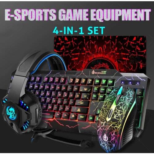 4pcs Gaming keyboard and Mouse Wired backlight mechanical feeling keyboard headphones Gamer kit Mouse Set for PC Laptop