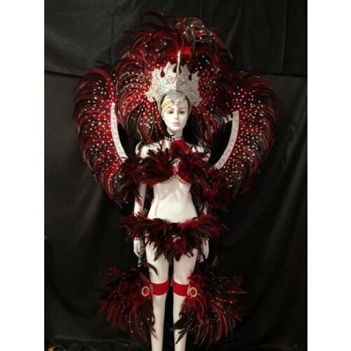 Carnival costume Feather Samba dance Stage costume Opening show Hyperbole Women
