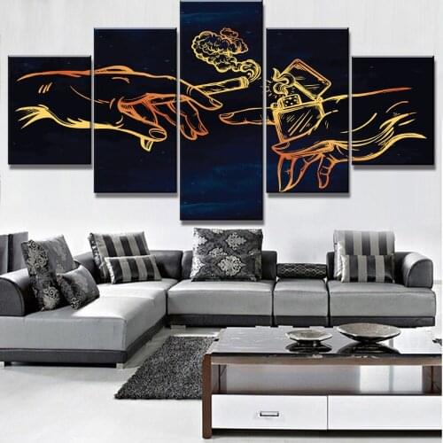 Canvas Print Paintings Wall Art 5 Panel Cigarette And Lighter Posters Modern Living Room Modular Picture Home Decorative Frame