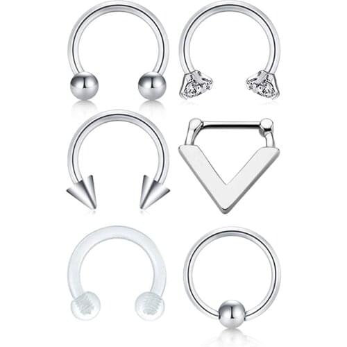 Piercing Nose Rings Hoop Cartilage Tragus Retainer Body Piercing Jewelry 8MM 16G316L Surgical Steel Septum