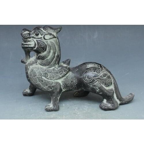 Antique art collections Old Chinese Bronze benevolent beasts statue, Home decoration,free shipping