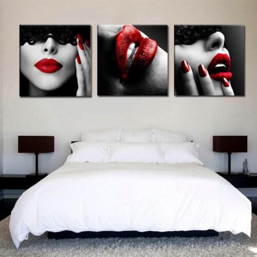 3 Pieces Sexy Lips Prints Painting Morden Canvas Art Home Decoration Picture Wall Pictures For Living Room Black Red