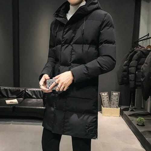 2021 Korean Autumn Winter New Youth Middle And Long Thickened Jacket Male Student Warm Hooded Cotton Padded Men Boy
