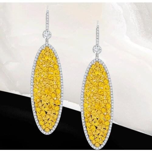 Missvikki Luxury Spark Romantic Yellow Oval Pendant Earring Jewelry for Women Wedding Daily delicate Party High Quality Gift