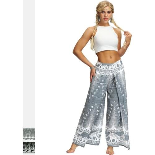 2019 New Arrival Hot Sale Geometric Printed Casual Wide Legged Yoga Pants Bohemia Dance Women Gym Fitnes Sport Pants Sexy Yoga