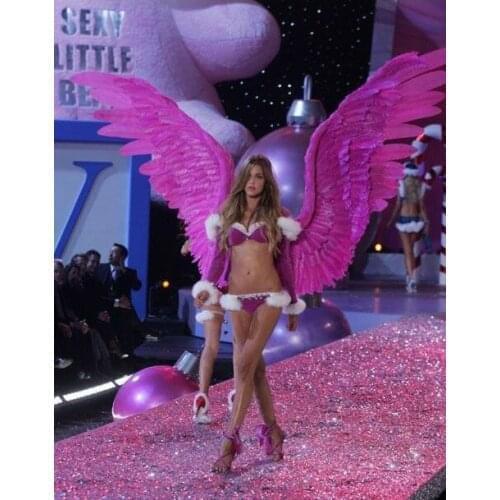 Fashion Fuchsia angel wings props catwalk show props festival Angel Feather wings Window props underwear catwalk prop