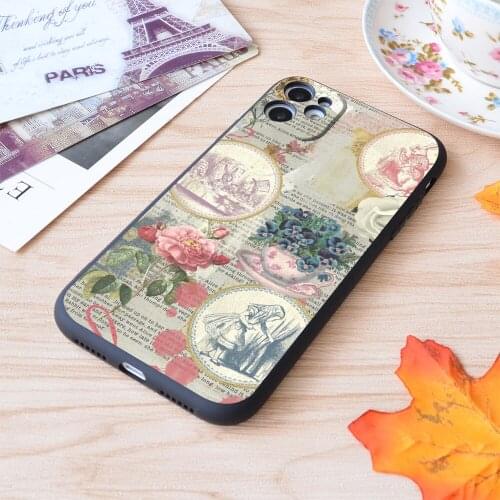 For iPhone Alice Floral Collage Print Soft Matt Apple iPhone Case