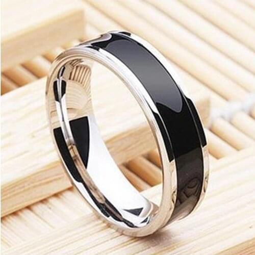 Black And White Wedding Rings Ceramic 316L Stainless Steel Lovers Rings For Women/men Bague Femme Anillo Hombre Anillos Mujer