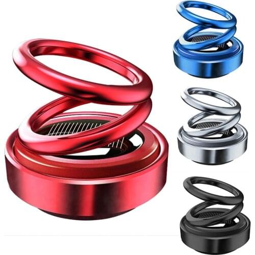 Car Air Freshener With Double Ring Solar Energy Rotating Aromatherapy Diffuser Air Purifier Odor Eliminator For Car Home Interio