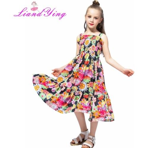 Big Girls Twirl Dress Summer Sleeveless Chiffon Kids Girls Dress Teens Girls Vestidos Floral Girl Dress 2-12 Years