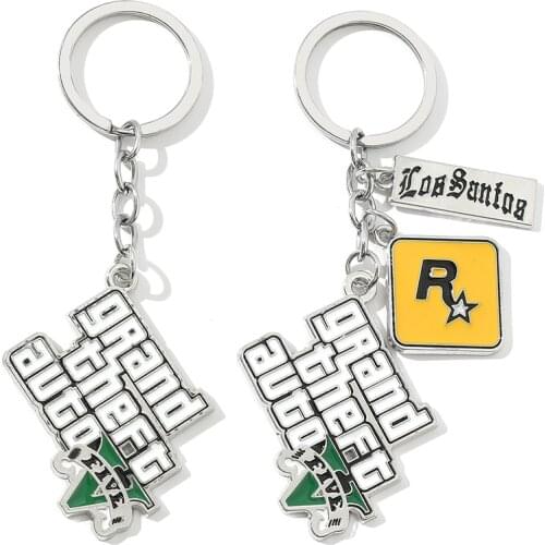 PS4 GTA 5 Game Keychain Grand Theft Auto 5 Keychains For Men Fans Xbox PC Rockstar Keychain Holder Key Ring Jewelry Llaveros