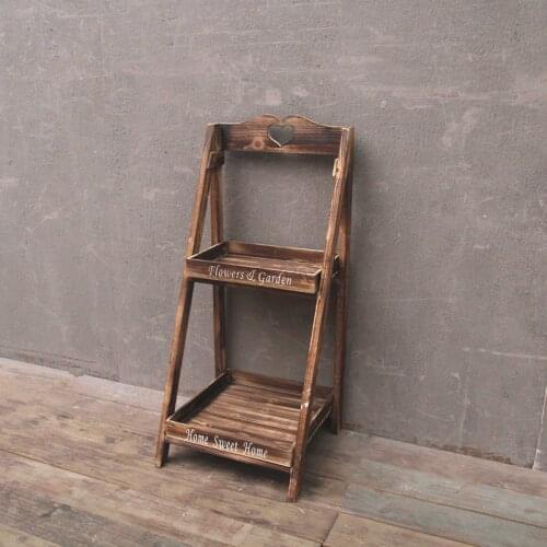 Garden wood stand ladder shelf balcony decorations plant flower rack plants stand outdoor folding ladder wood shelf for flower