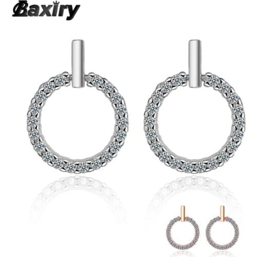 New 925 Sterling Silver Hoop Earrings For Women Luxury Girl Wedding Rose Gold Stud Huggie Earring 2021 Trend Fashion Jewelry
