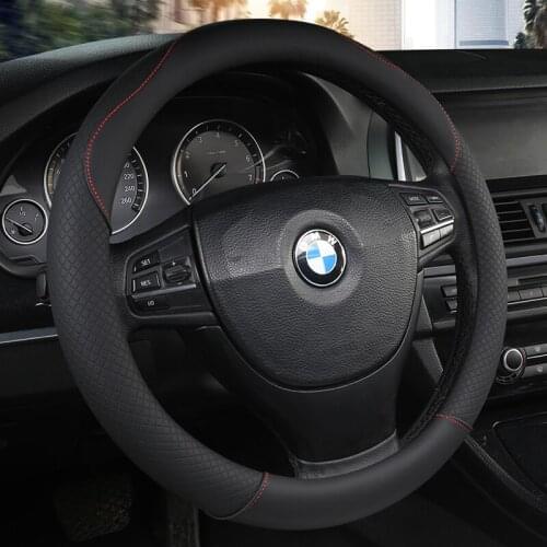Universal Car PU Leather Steering-Wheel Covers Anti-slip Skidproof Durable 38CM/15" Dynamic Fibre Handmade Steering Wheel Cover